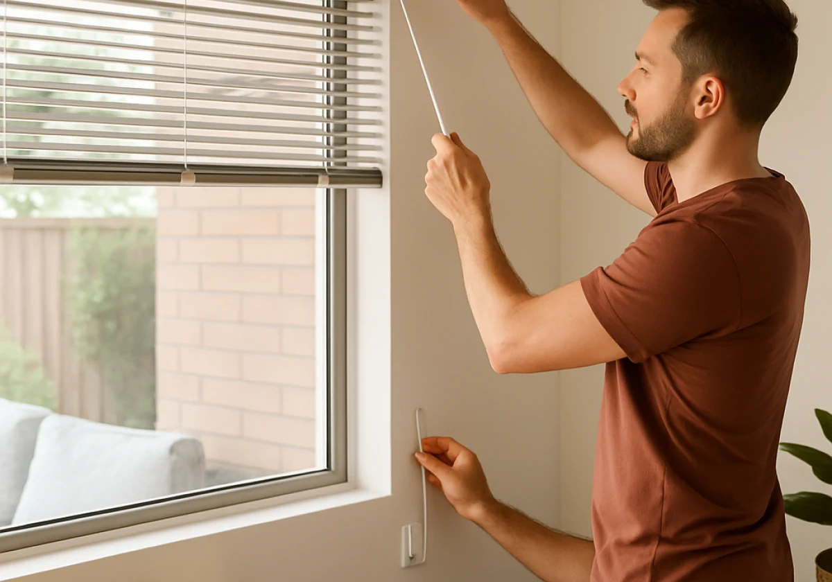 Australian homeowner in a bright living room installing 25mm